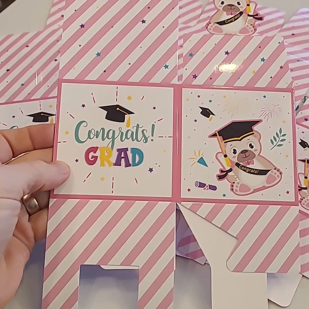 8 Pink and White Graduation Party Favor Boxes
